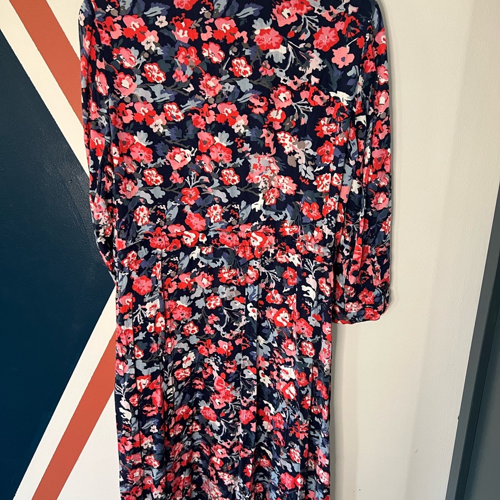 Joules Floral Long Sleeve Dress in Navy and Pink - Picture 6 of 7